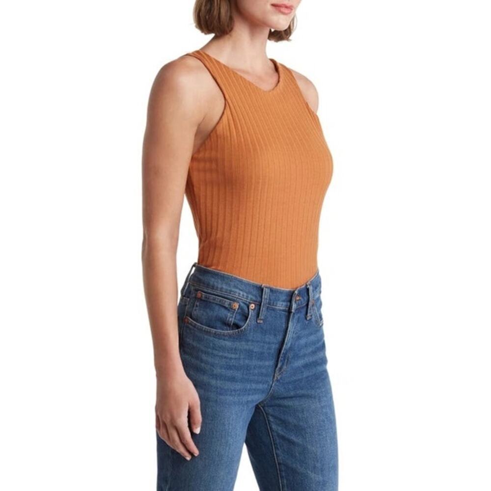 Treasure & Bond Rib Cutaway Tank Top Sleeveless V-Neck Tan Adobe Brown NWT XXS - Picture 2 of 11